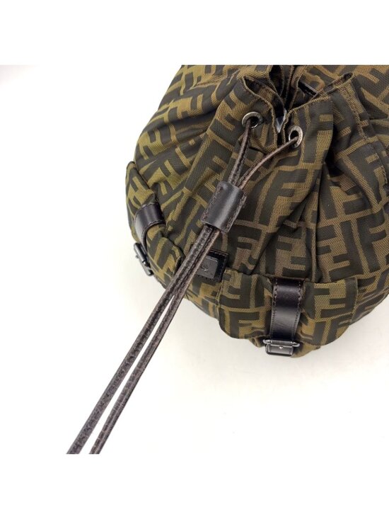 Fendi Zucca Leather Canvas Brown Backpack Silver